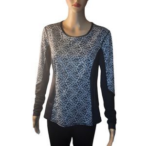 Lands End Shirt Womens Sporty Sun Tee Black white Size Petite Small